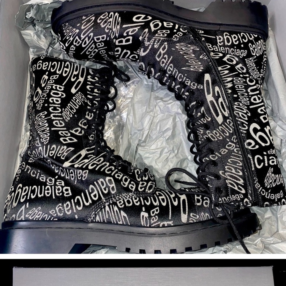 Balenciaga Printed Combat Boots